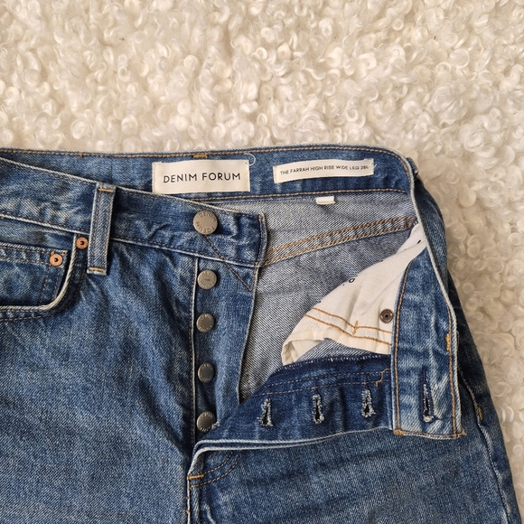 Denim Forum The Farrah High Rise Wide Leg Jeans Blue 23 Organic Cotton 70's - Picture 7 of 16